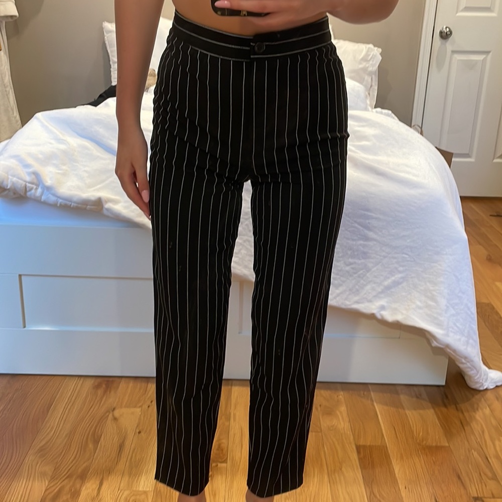 Black striped trousers